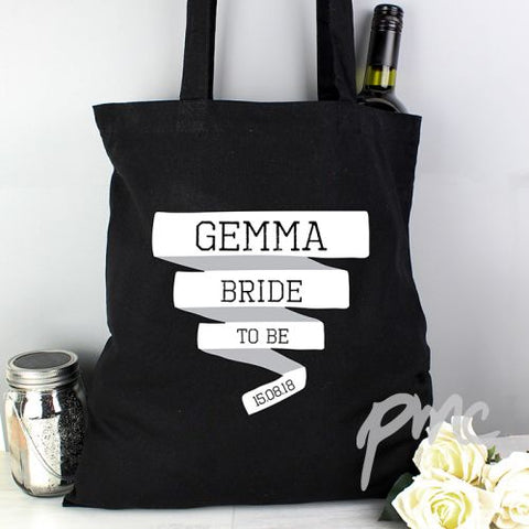 Personalised Banner Black Cotton Bag