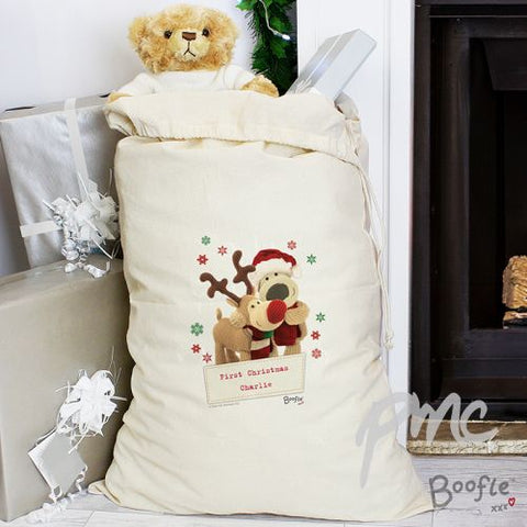 Personalised Boofle Christmas Reindeer Cotton Sack