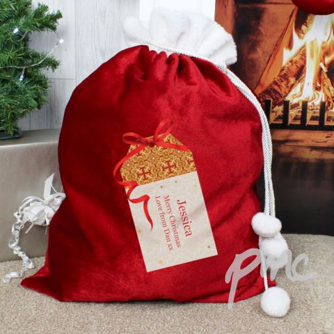 Personalised Gift Tag Luxury Pom Pom Sack