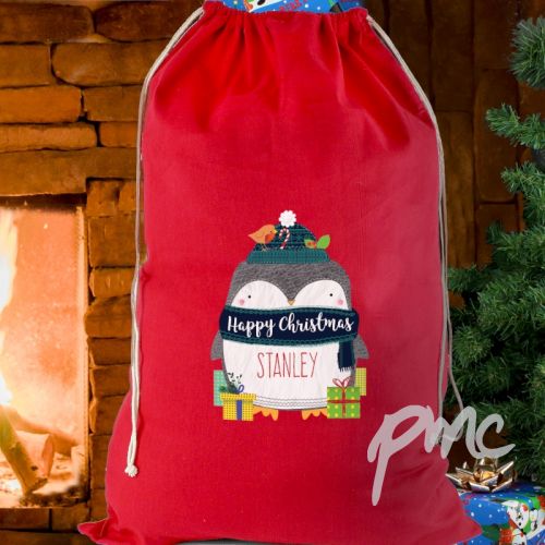 Personalised Polar Penguin Cotton Sack