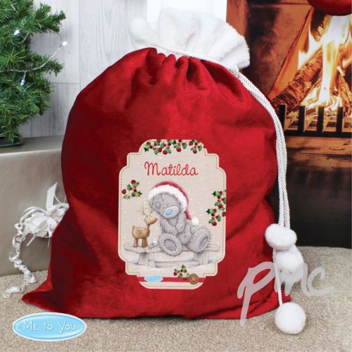 Personalised Me to You Reindeer Luxury Pom Pom Sack