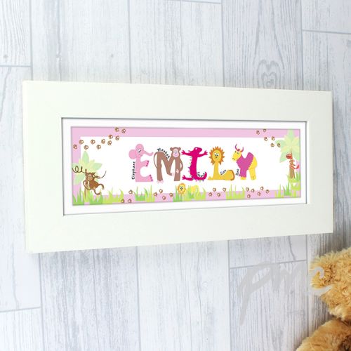 Personalised Animal Name Frame Pink