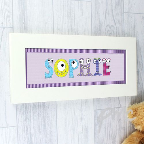 Personalised Monster Name Frame For Girls