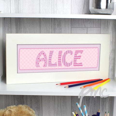 Personalised Pink Stitch Name Frame