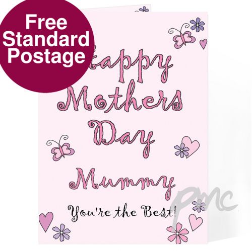 Personalised Flowers and Butterflies Happy Mothers Day Card