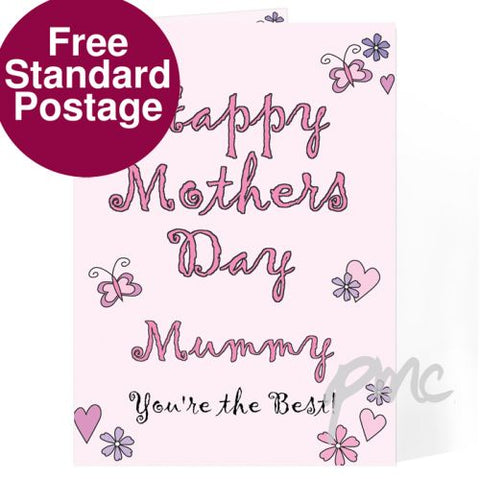 Personalised Flowers and Butterflies Happy Mothers Day Card