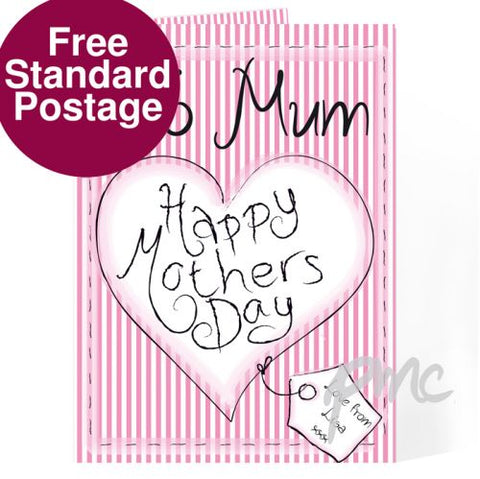 Personalised Heart Stitch Happy Mothers Day Card