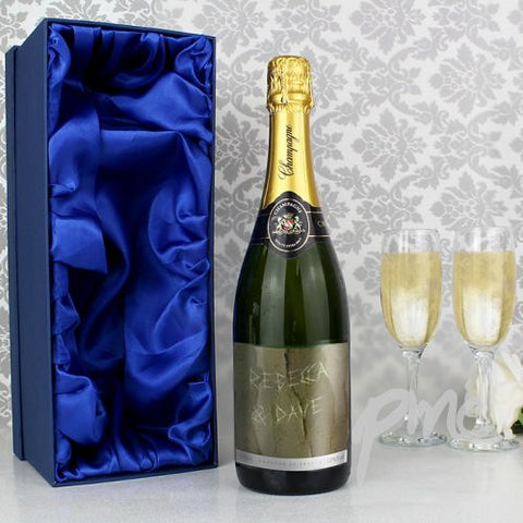 Personalised Tree Carving Champagne Bottle with Gift Box