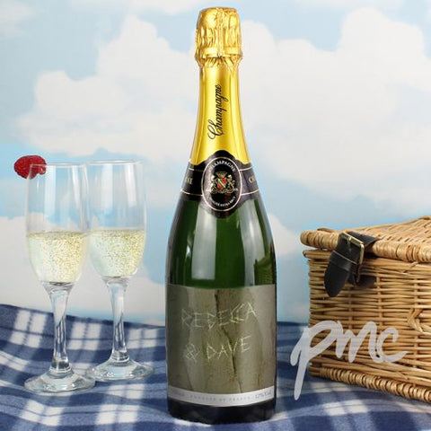 Personalised Tree Carving Champagne Bottle
