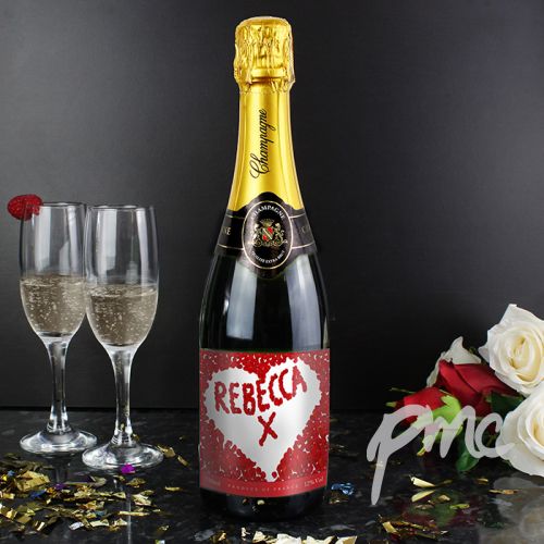 Personalised Rose Petal Champagne Bottle