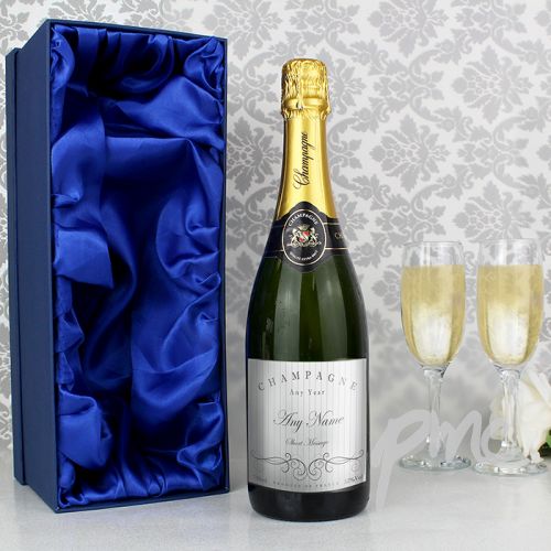 Personalised Elegant Swirl Champagne Bottle with Gift Box