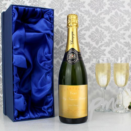 Personalised Elegant Yellow Champagne Bottle with Gift Box
