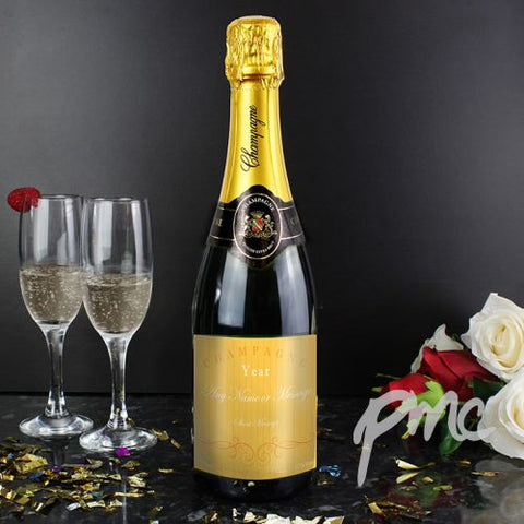 Personalised Elegant Yellow Champagne Bottle