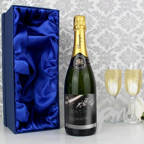 Personalised Diamond Champagne Bottle with gift box