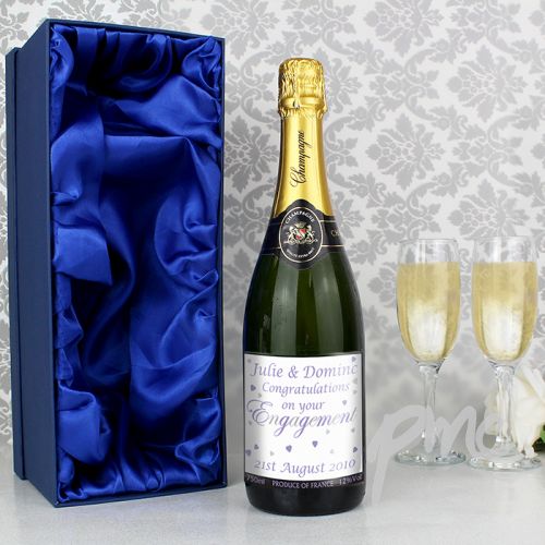 Personalised Engagement Hearts Champagne with Gift Box