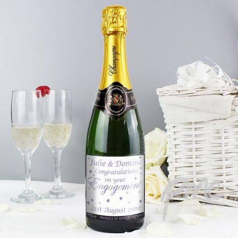 Personalised Engagement Hearts Champagne