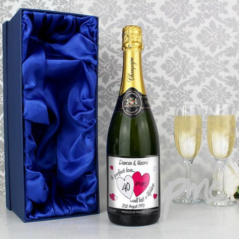 Personalised A Perfect Love Ruby Champagne with Gift Box