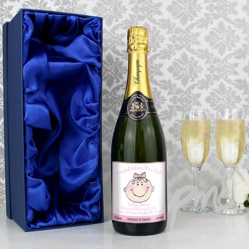 Personalised Baby Face Pink Champagne with Gift Box
