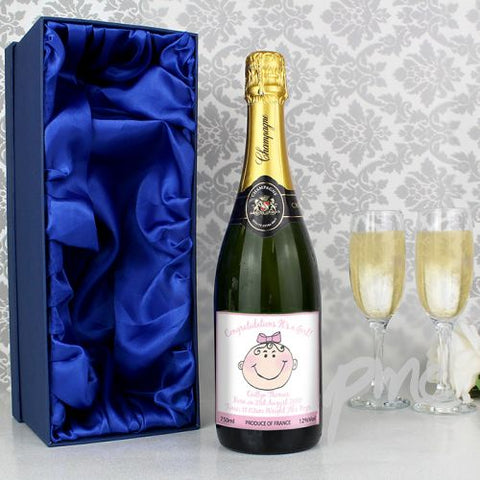 Personalised Baby Face Pink Champagne with Gift Box