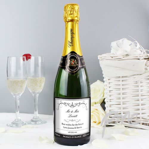Personalised Ornate Swirl Champagne Label