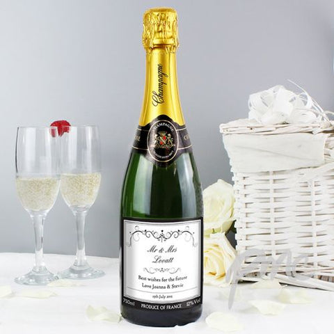 Personalised Ornate Swirl Champagne Label