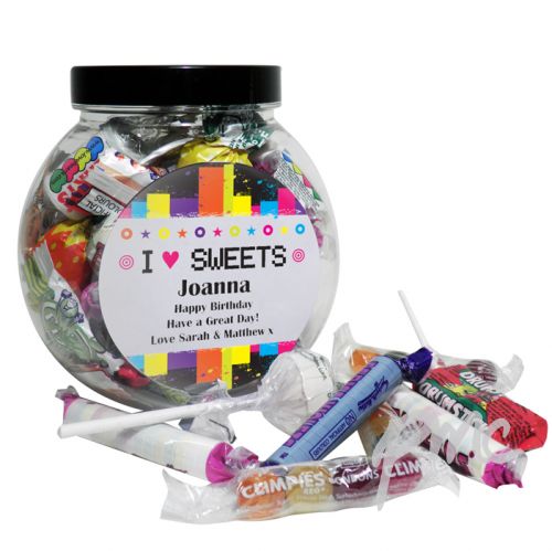 Personalised Rainbow I Love Sweets Jar