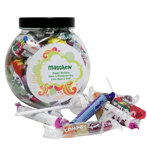 Personalised Funky Swirl Sweet Jar