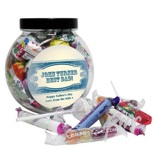 Personalised Vintage Blue Round Sweet Jar