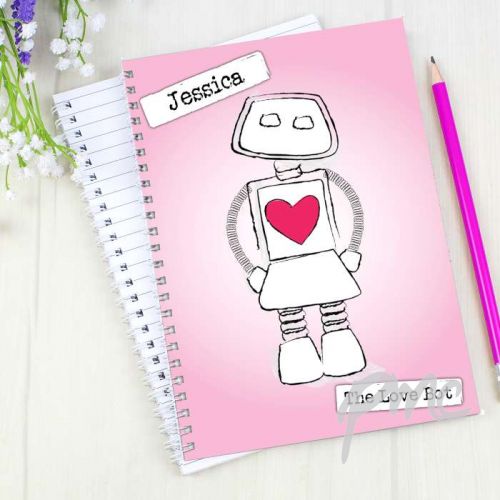 Personalised Love Bot A5 Notebook