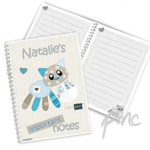 Personalised Cotton Zoo Calico the Kitten A5 Notebook