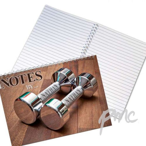 Personalised Silver Dumb Bells A5 Notebook