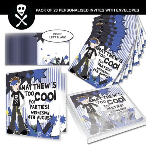 Personalised Too Cool Boy Pack of 20 Invitations
