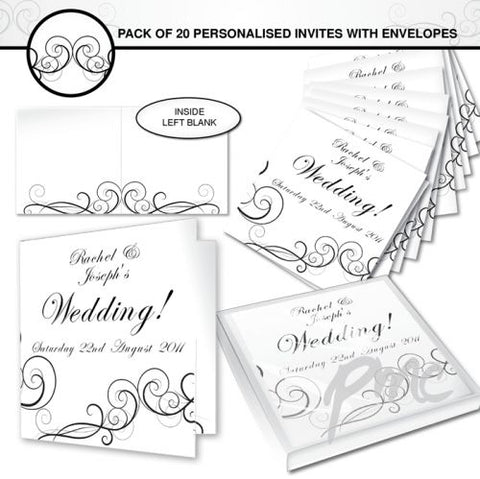 Personalised Wedding Swirl Pack of 20 Invitations