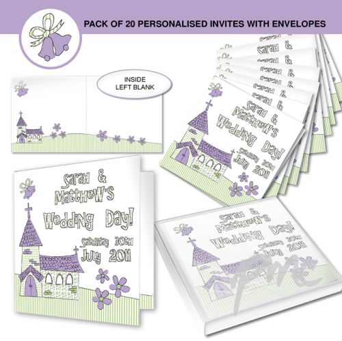 Personalised Wedding Church Pack of 20 Invitations