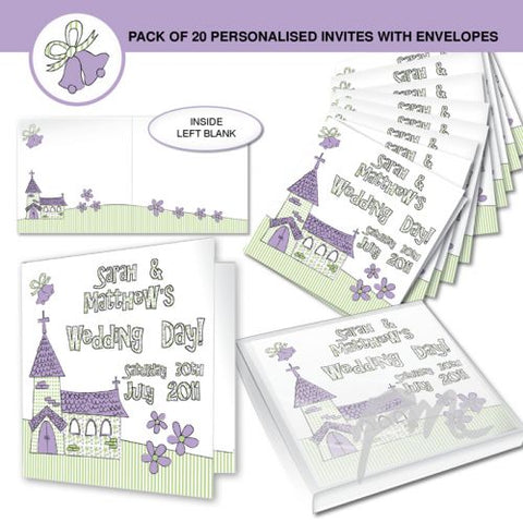 Personalised Wedding Church Pack of 20 Invitations