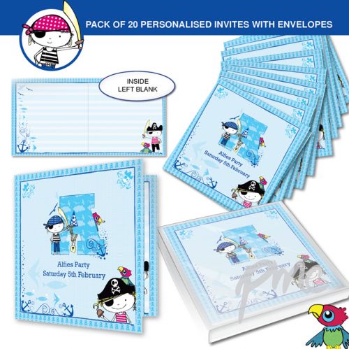 Personalised Pirate Letter Pack of 20 Invitations