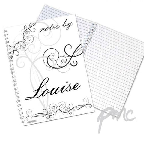 Personalised Black Swirl A5 Notebook
