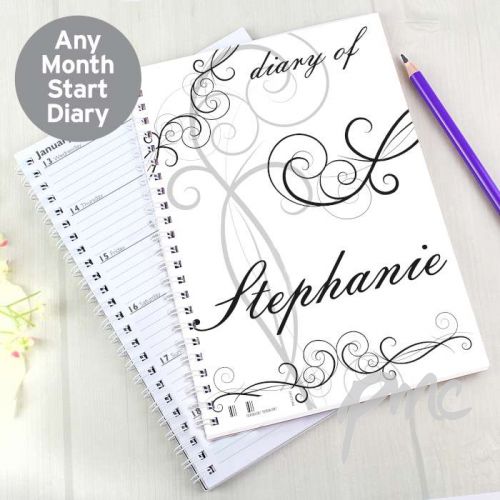 Personalised Black Swirl A5 Diary