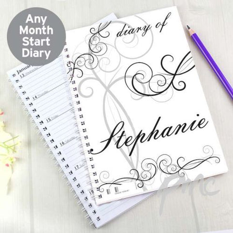 Personalised Black Swirl A5 Diary