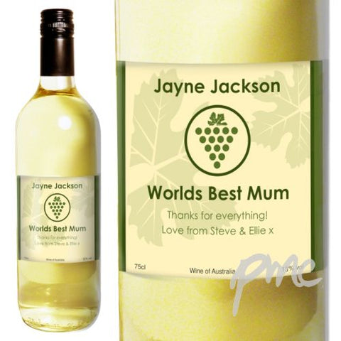 Personalised White Wine Grape Label with Gift Box