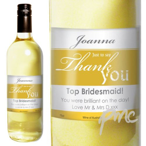 Personalised White Wine Thank You Label with Gift Box