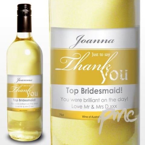 Personalised White Wine Thank You Label