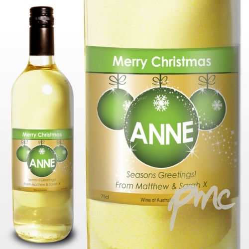 Personalised White Wine Bauble Label