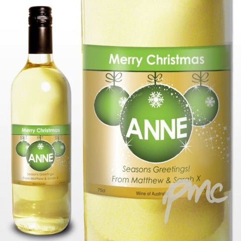 Personalised White Wine Bauble Label