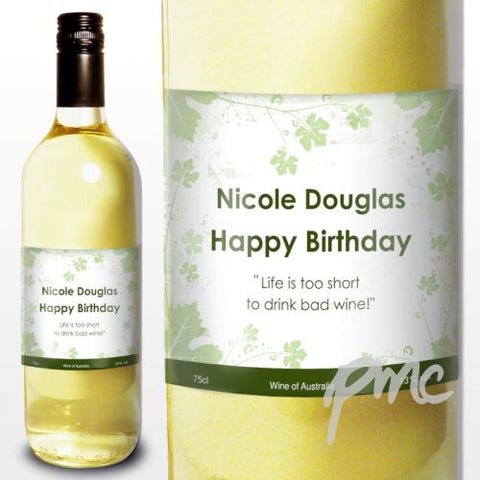 Personalised White Wine Ivy Label