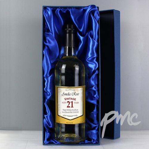 Personalised White Wine Vintage Age Label with Gift Box