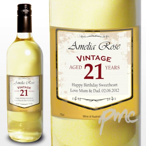 Personalised White Wine Vintage Age Label