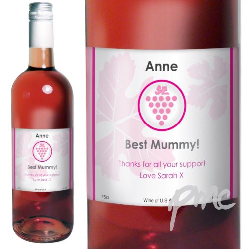 Personalised Rose Wine Grape Label with Gift Box