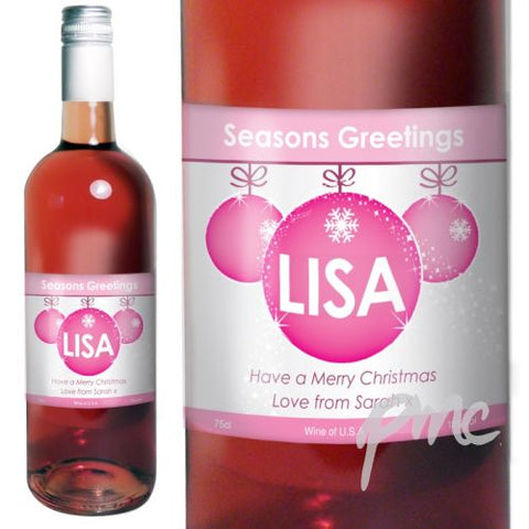 Personalised Rose Wine Bauble Label with Gift Box