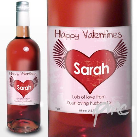 Personalised Rose Wine Heart Label